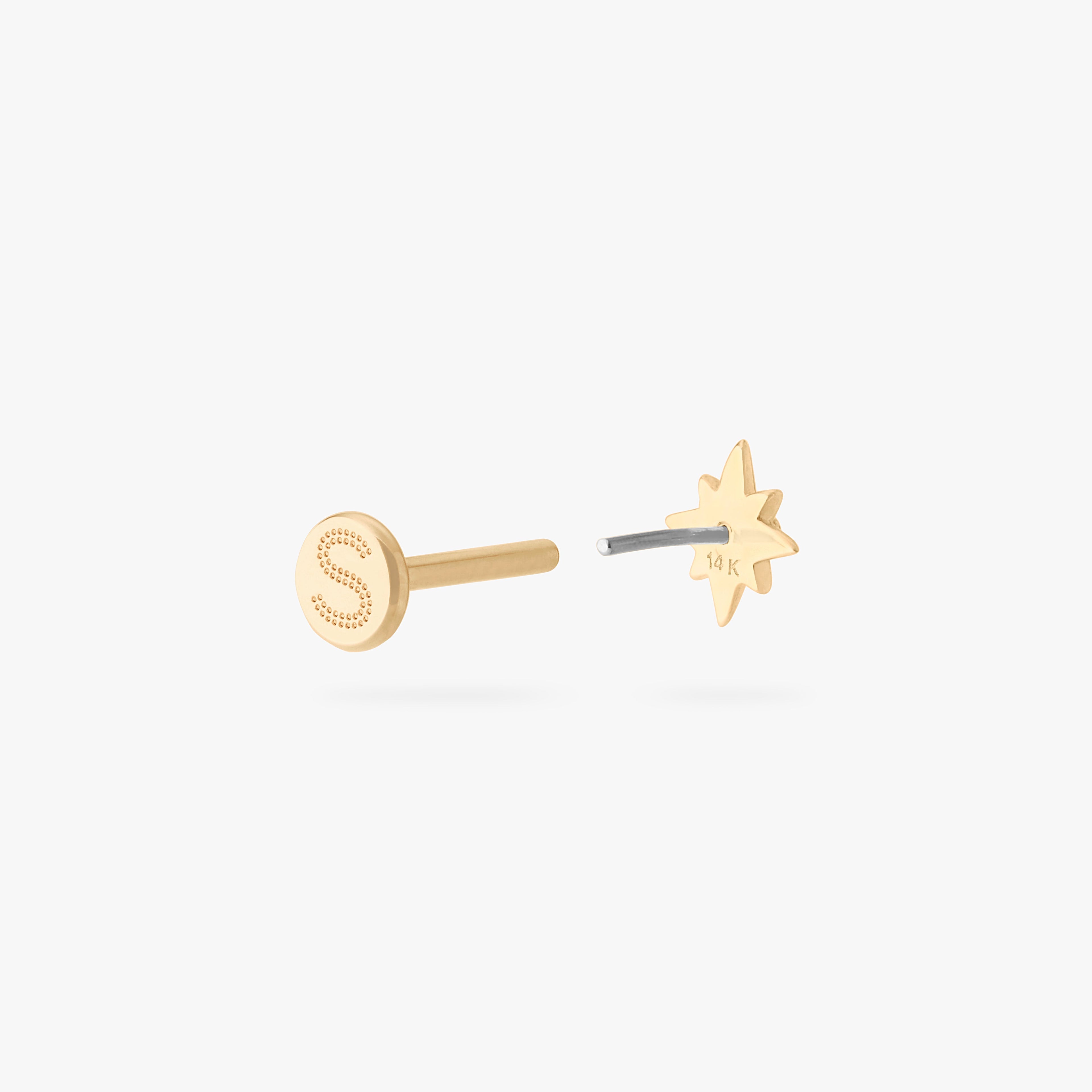 14K Twinkle Star Flatback Stud