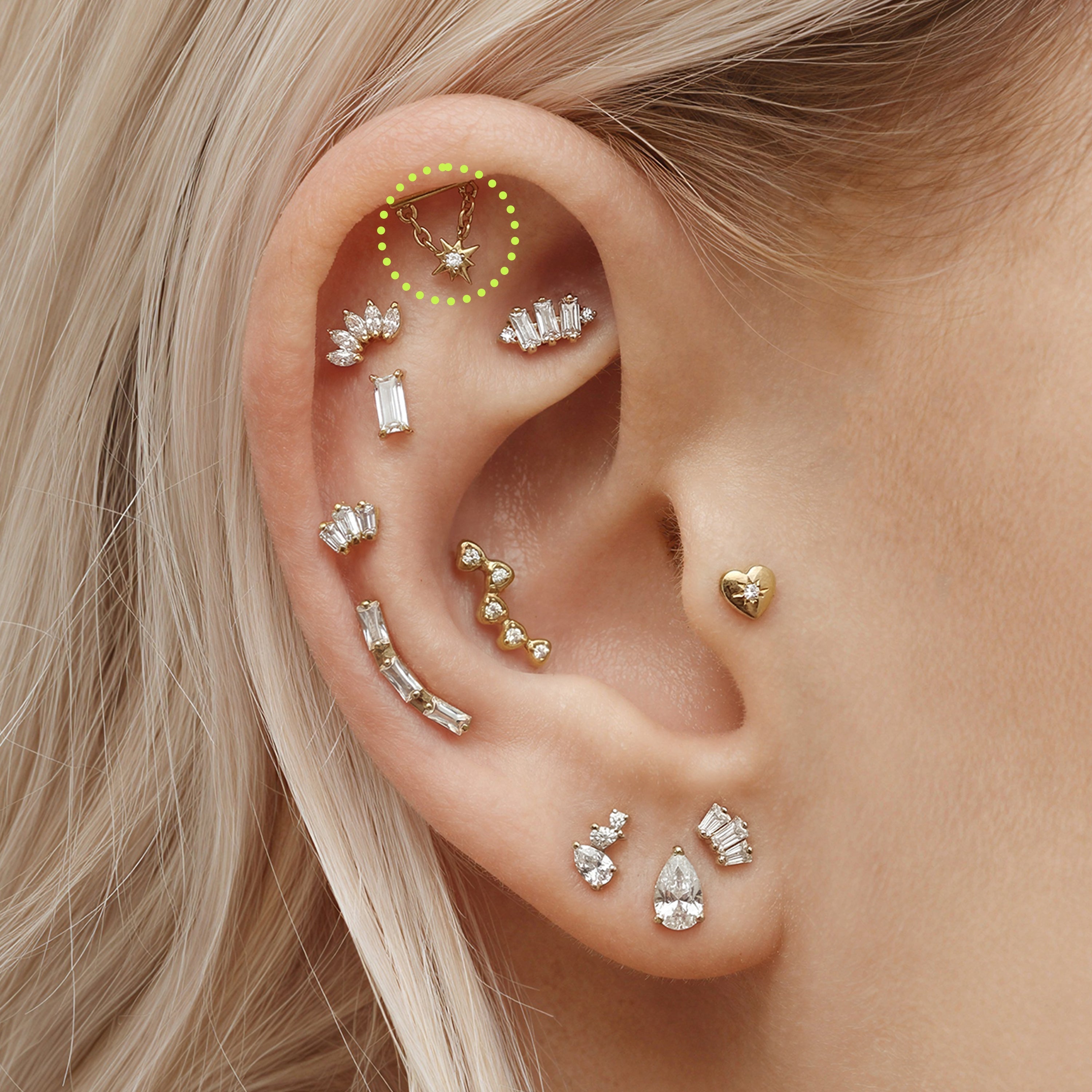 Golden Titanium Twinkle Bar Flatback Stud