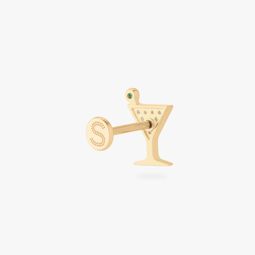 14K Pave Martini Flatback
