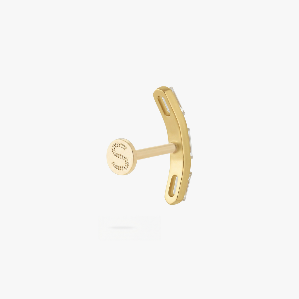 Golden Titanium Curved Baguette Flatback Stud