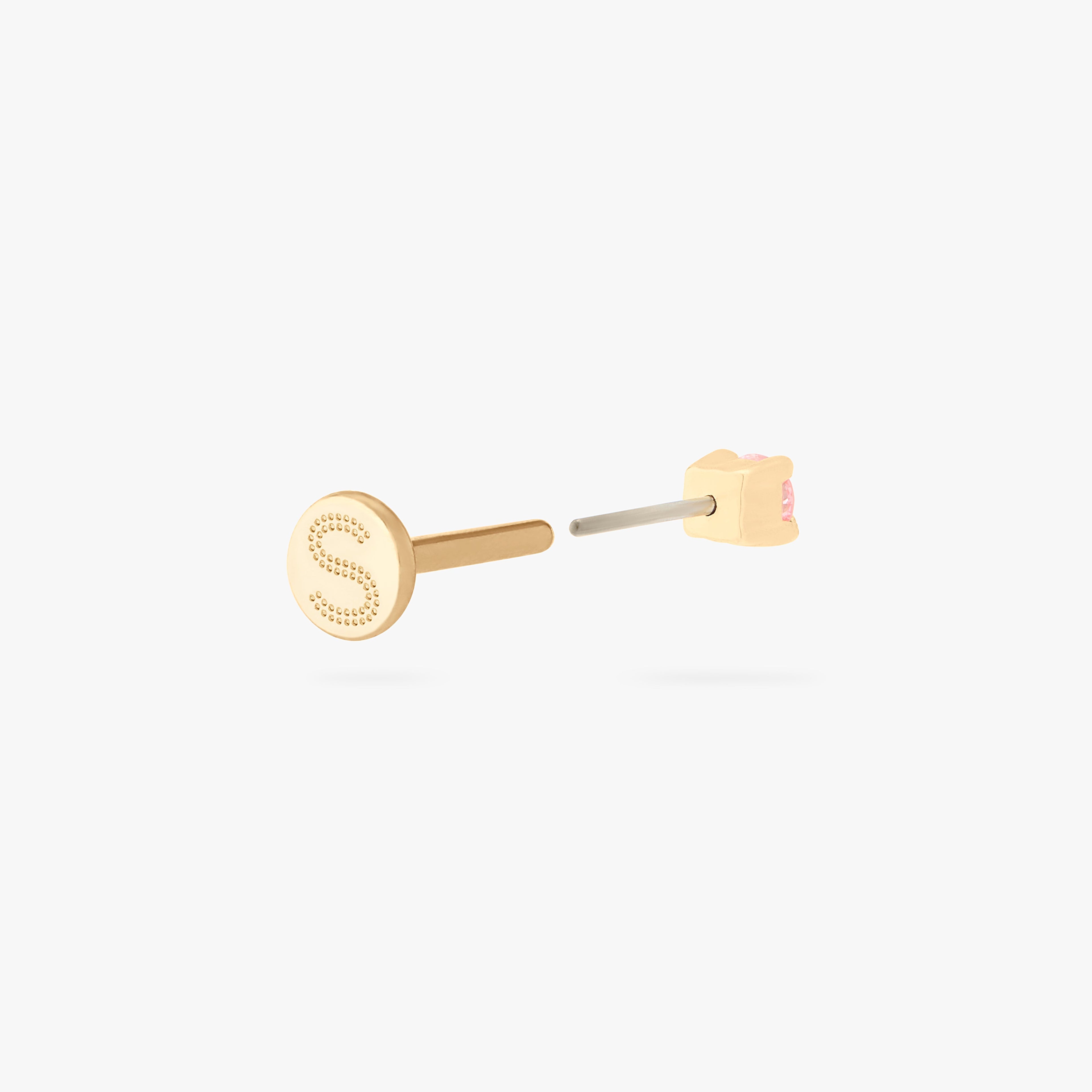 14K Mini Pink Diamond Flatback