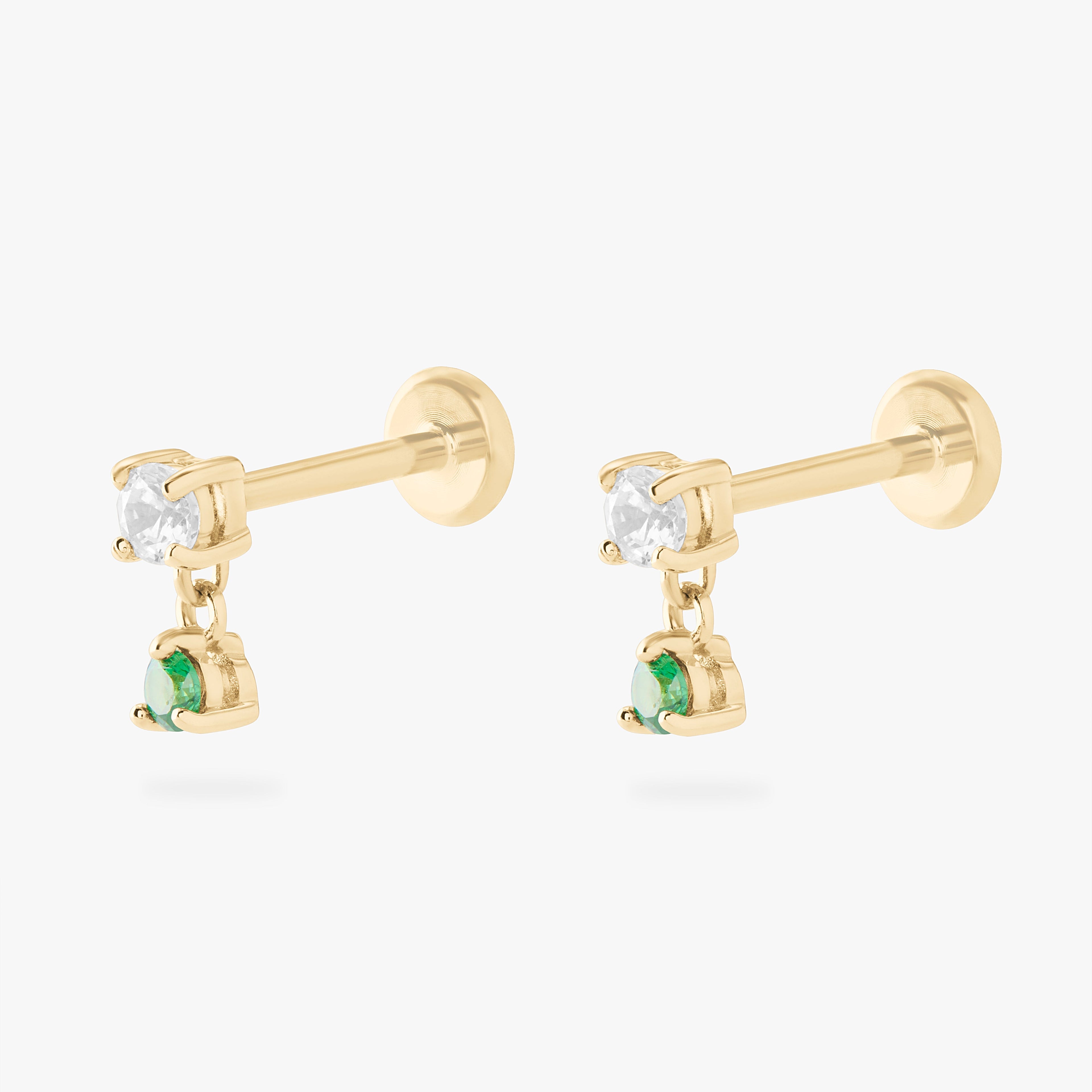 14K CZ Dangle Flatback