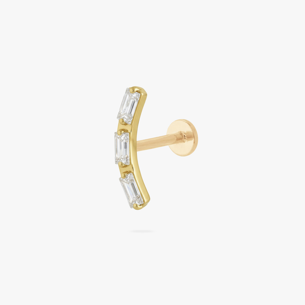 Golden Titanium Curved Baguette Flatback Stud
