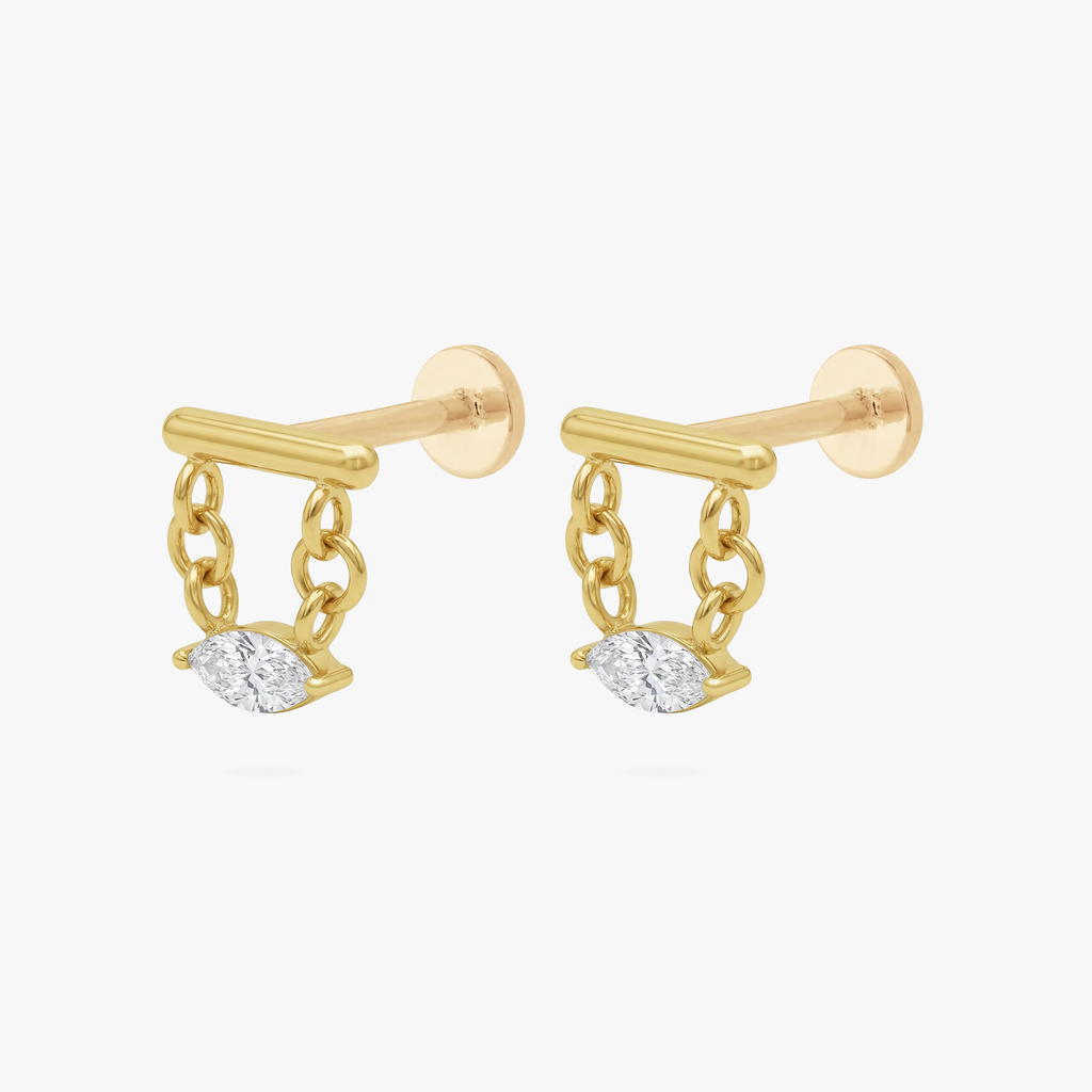 Golden Titanium Marquise Bar Flatback Stud