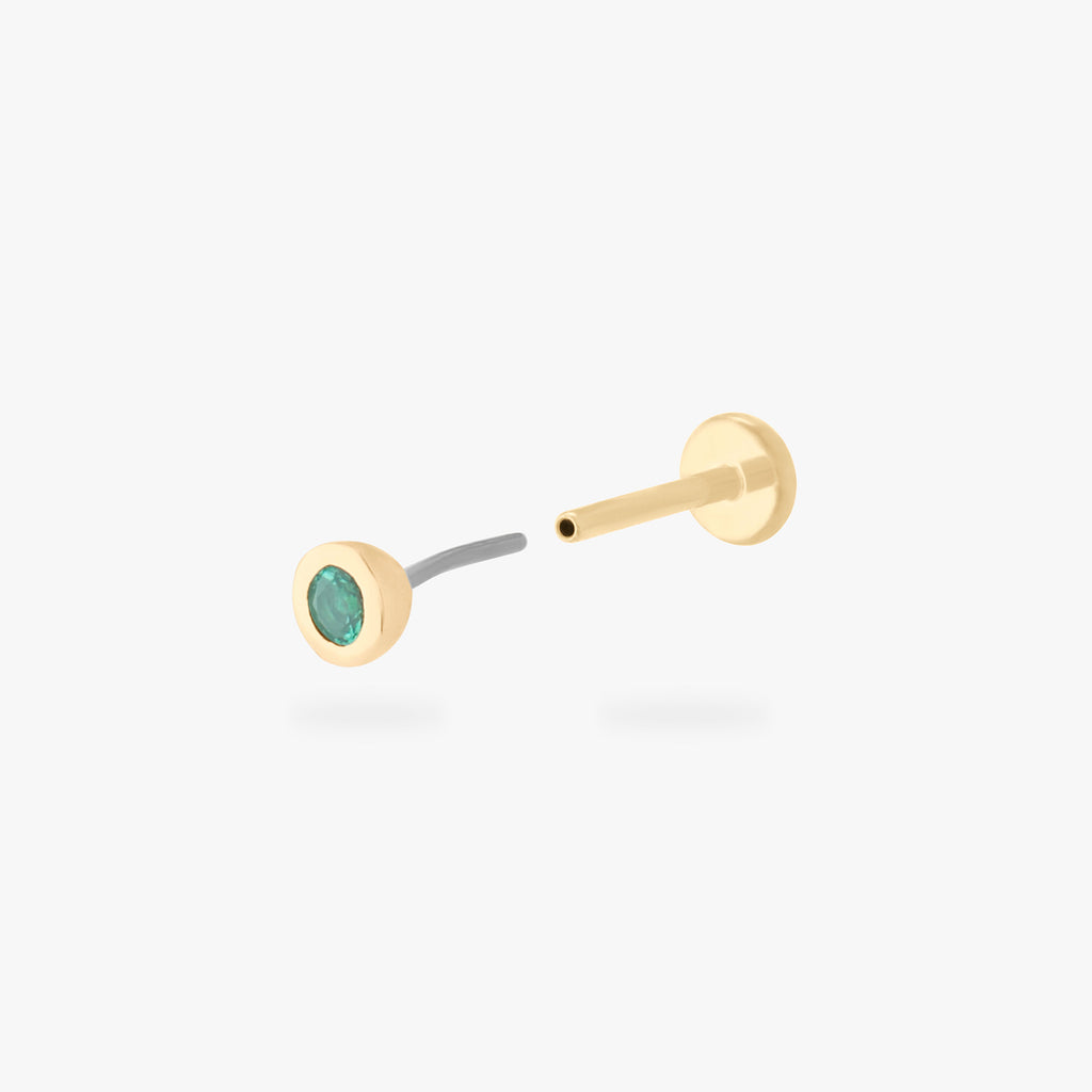 14K Emerald Bezel Flatback