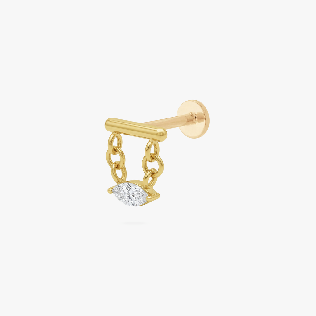 Golden Titanium Marquise Bar Flatback Stud