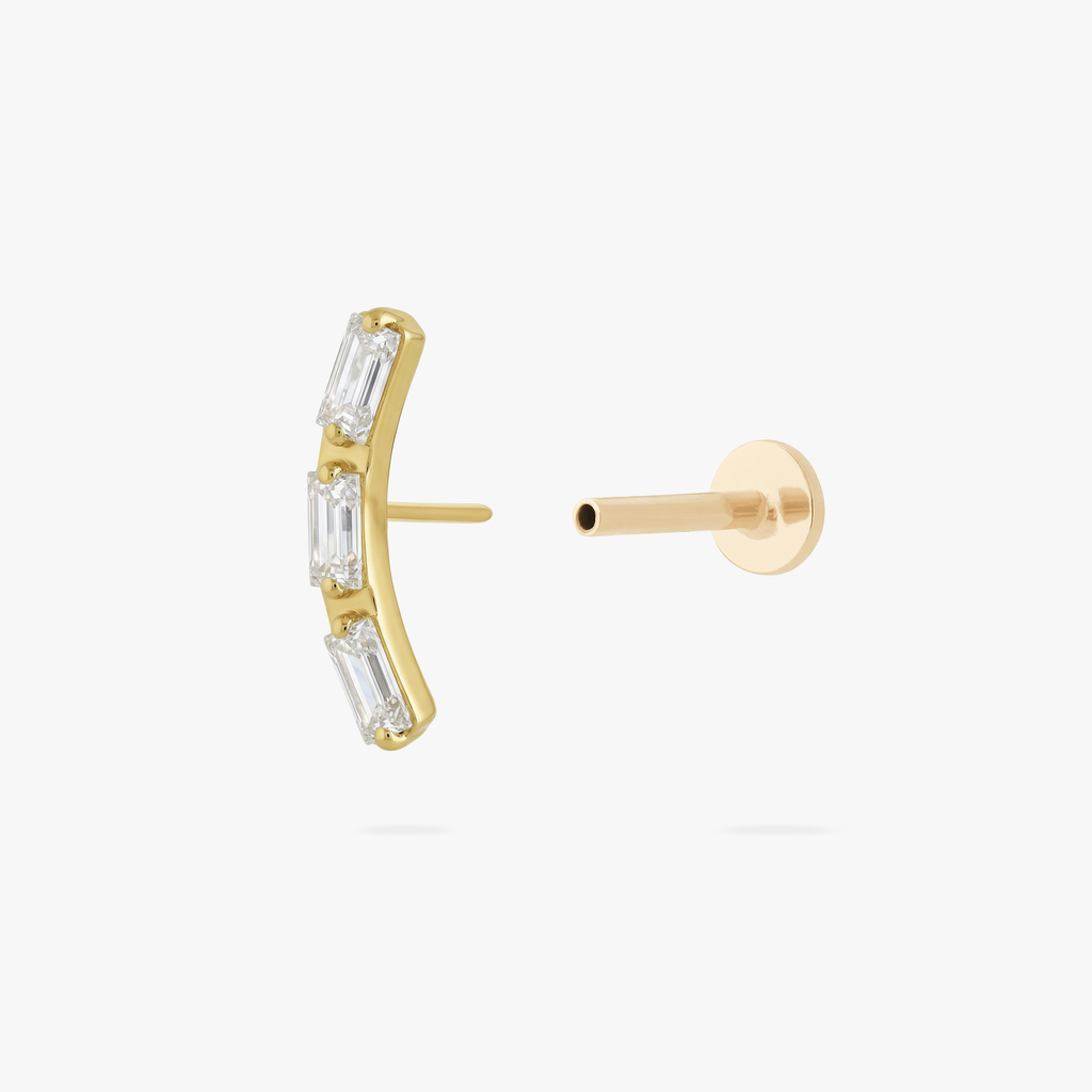 Golden Titanium Curved Baguette Flatback Stud