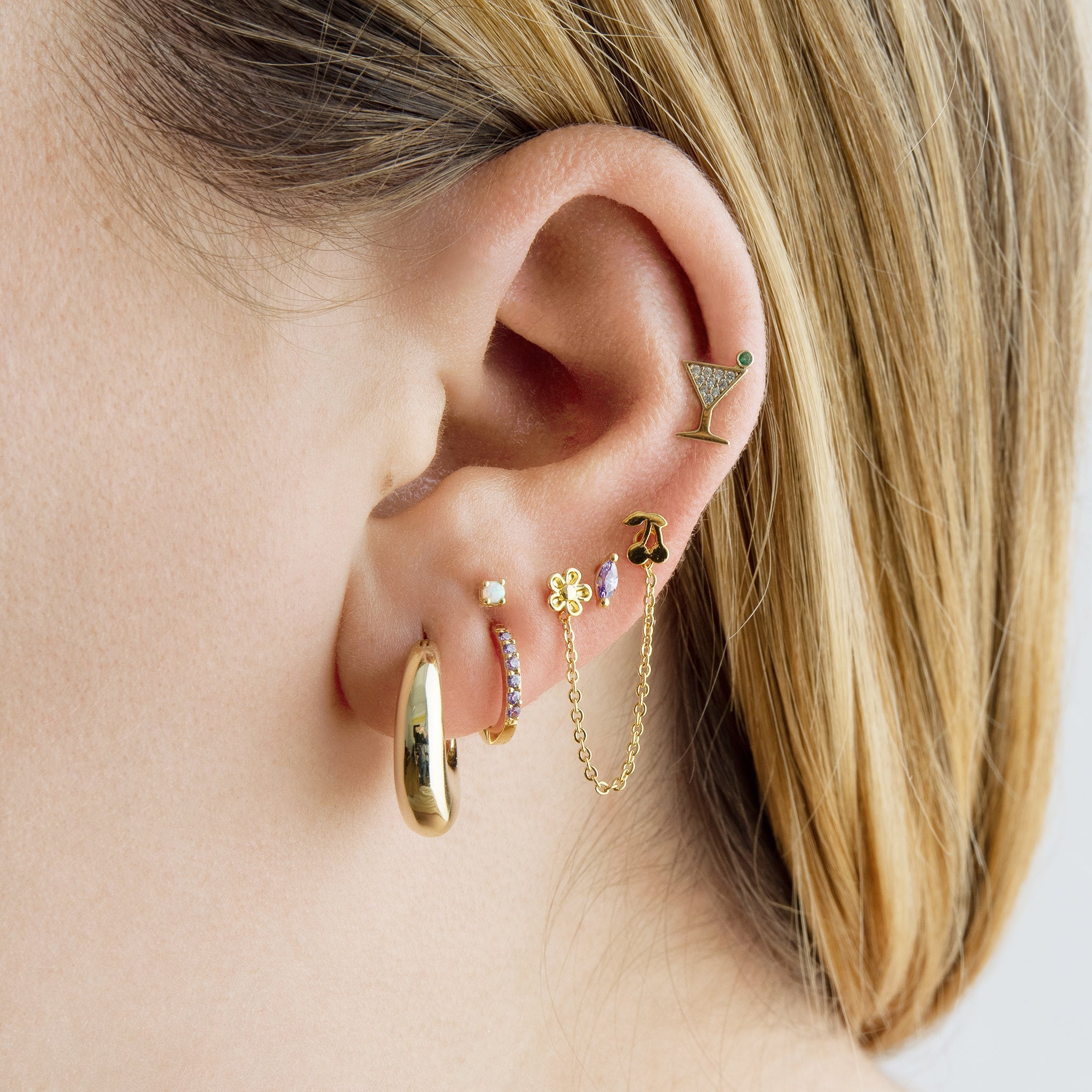 14K Pave Martini Flatback
