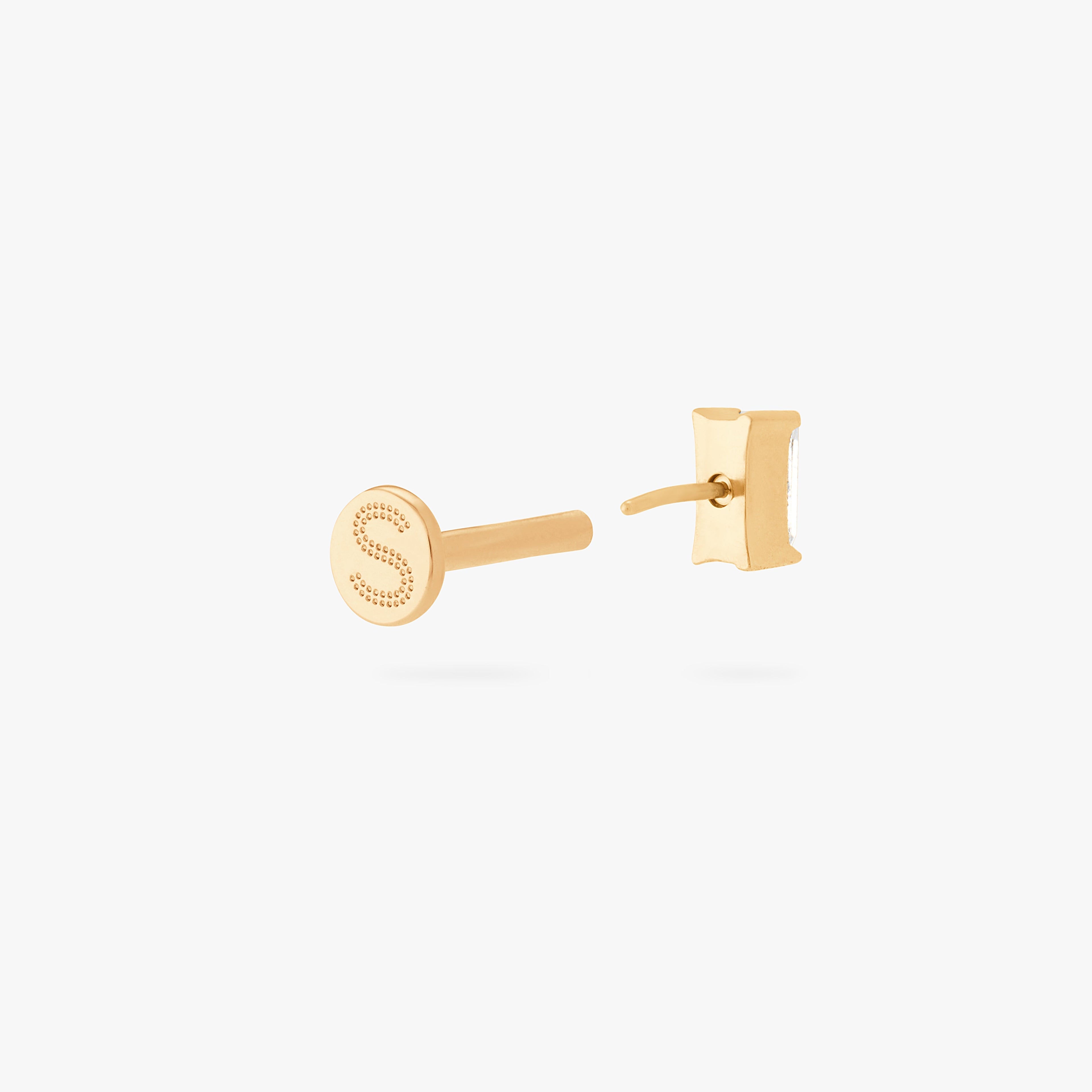 Golden Titanium Baguette Flatback Stud