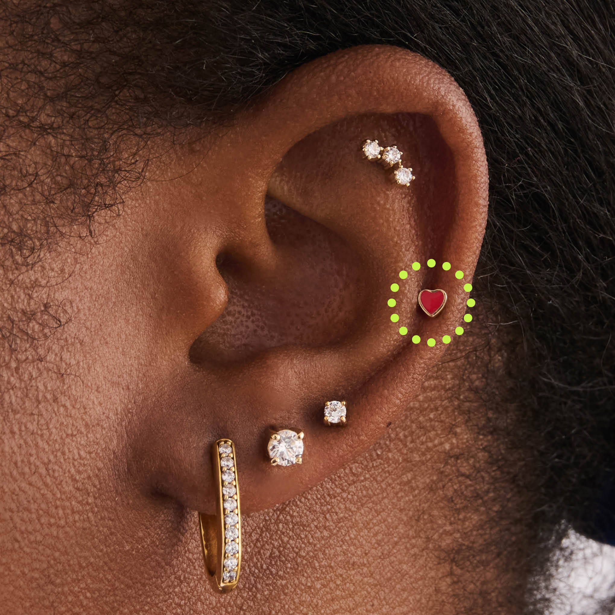 14K Enamel Heart Flatback