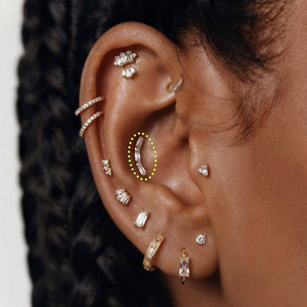 Golden Titanium Curved Baguette Flatback Stud