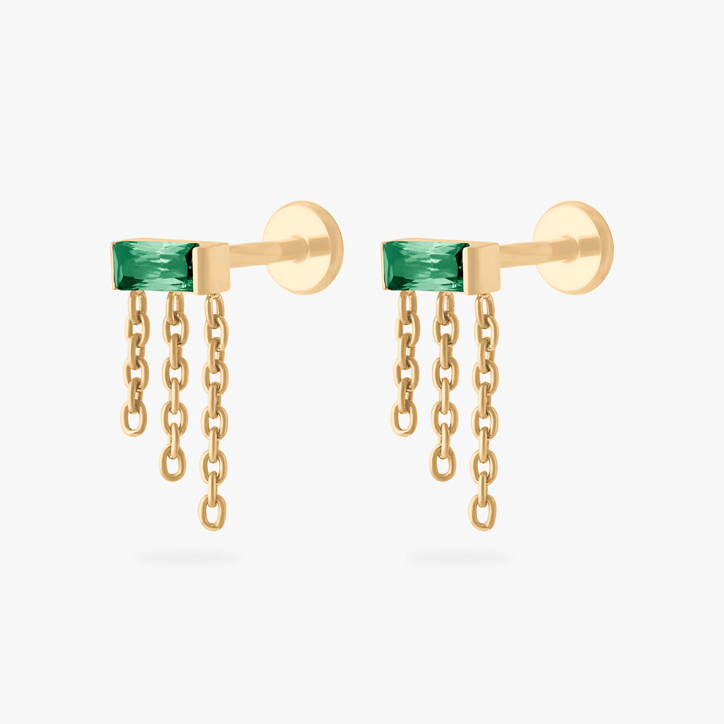 Chain Baguette Flatback Stud