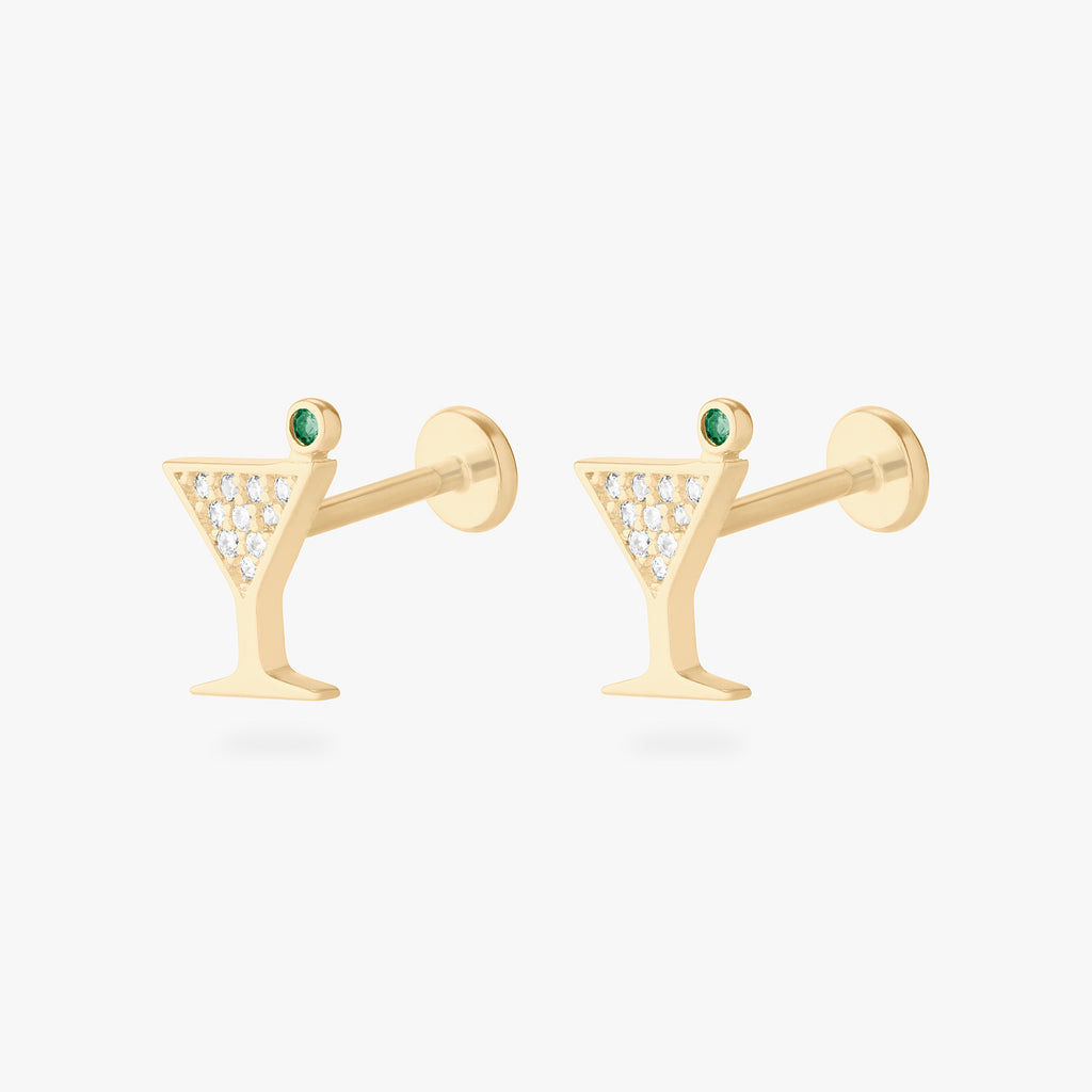 14K Pave Martini Flatback