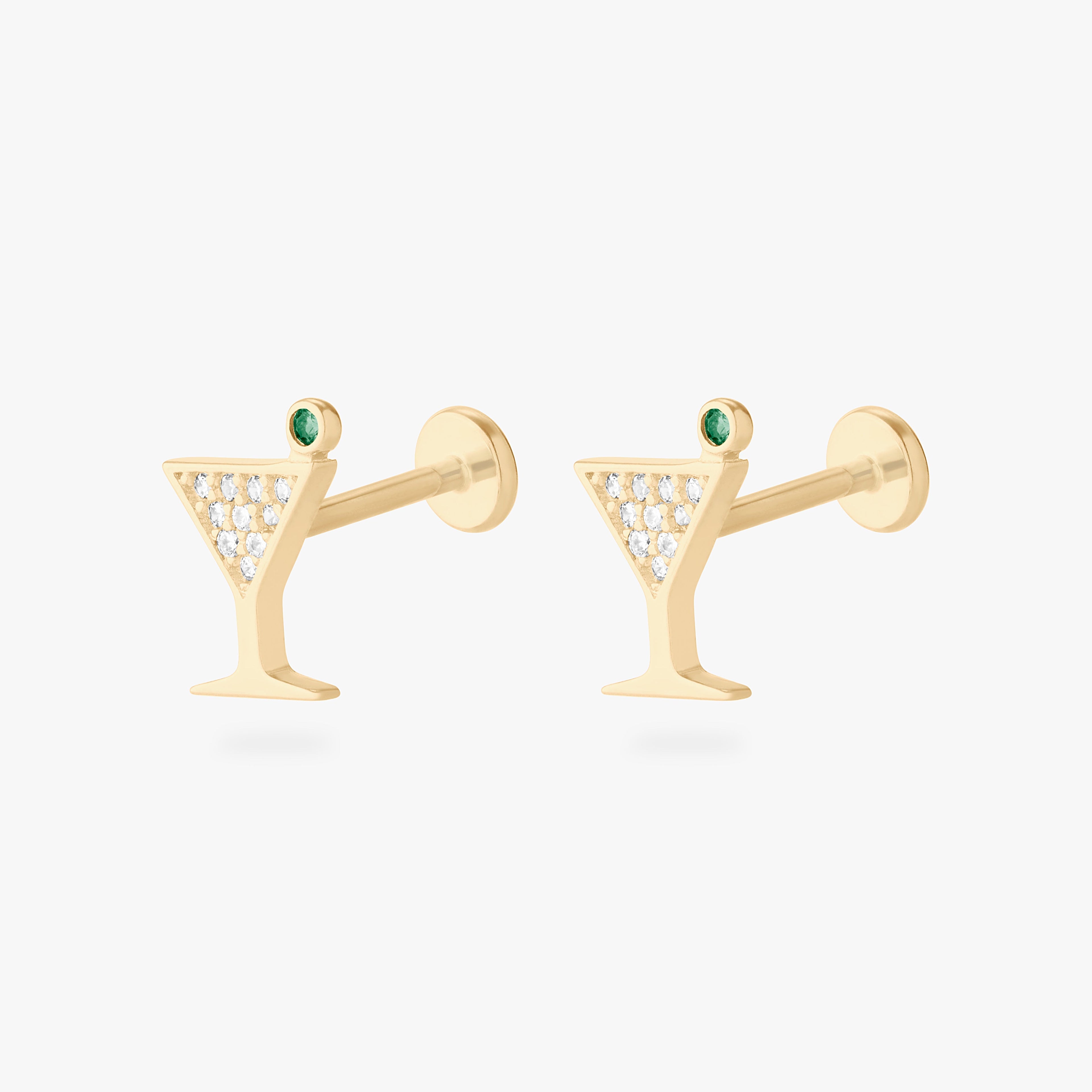 14K Pave Martini Flatback