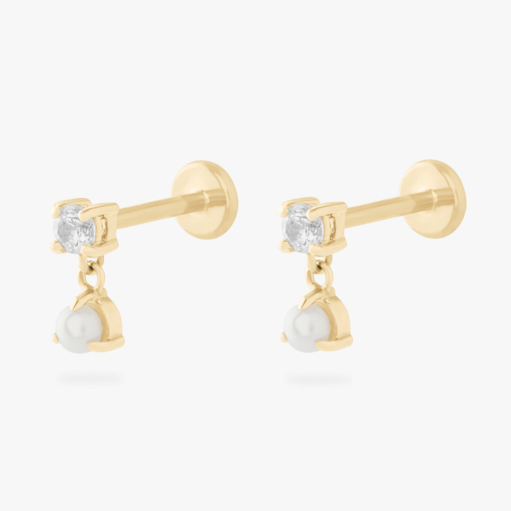 14K CZ Dangle Flatback