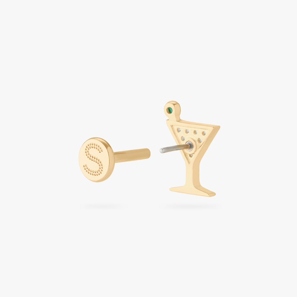 14K Pave Martini Flatback