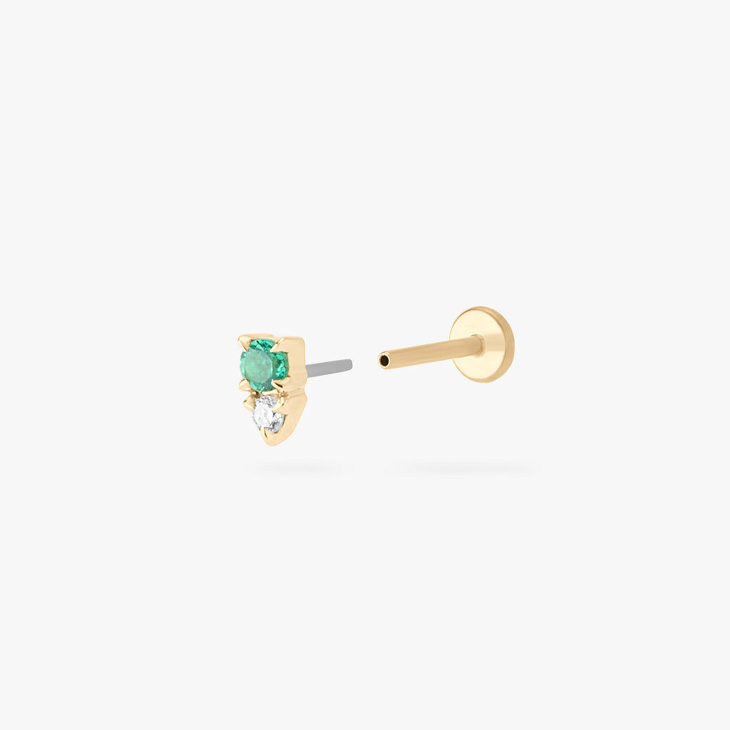 14K Stacked CZ Flatback Stud