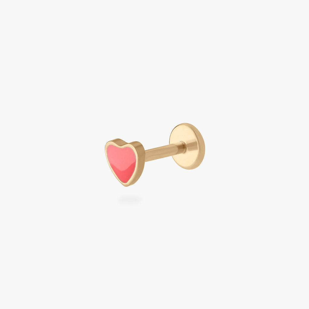 14K Enamel Heart Flatback